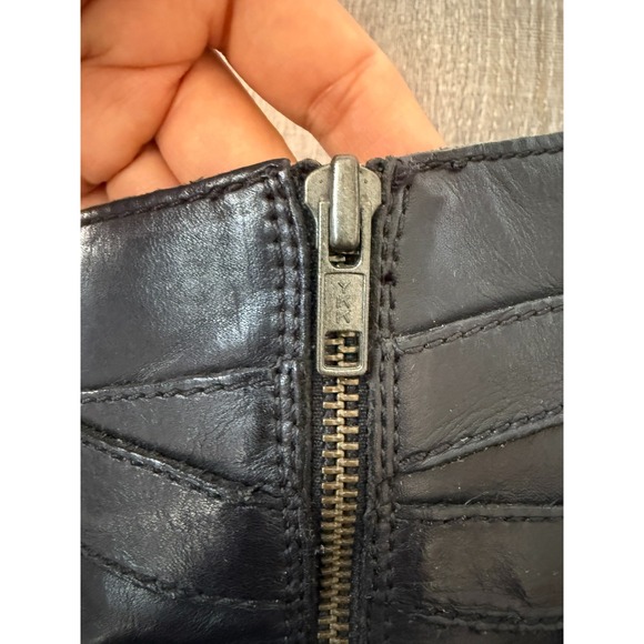 Born Womens Size 8M Black Leather Moto Biker Ankle Boots Double Buckle Side Zip - Picture 7 of 12